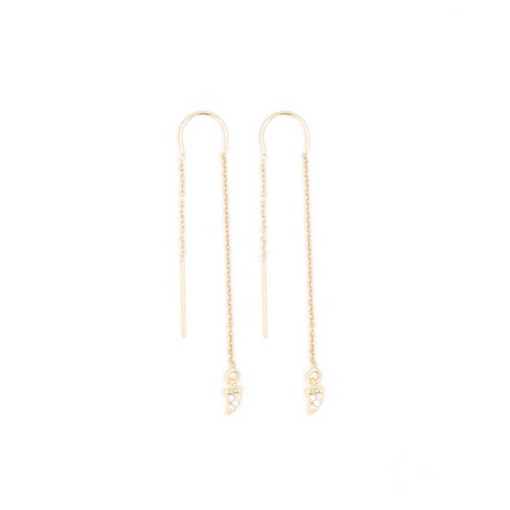 Brinco Mini Pave Tusk Threaders por atacado de gold & gray