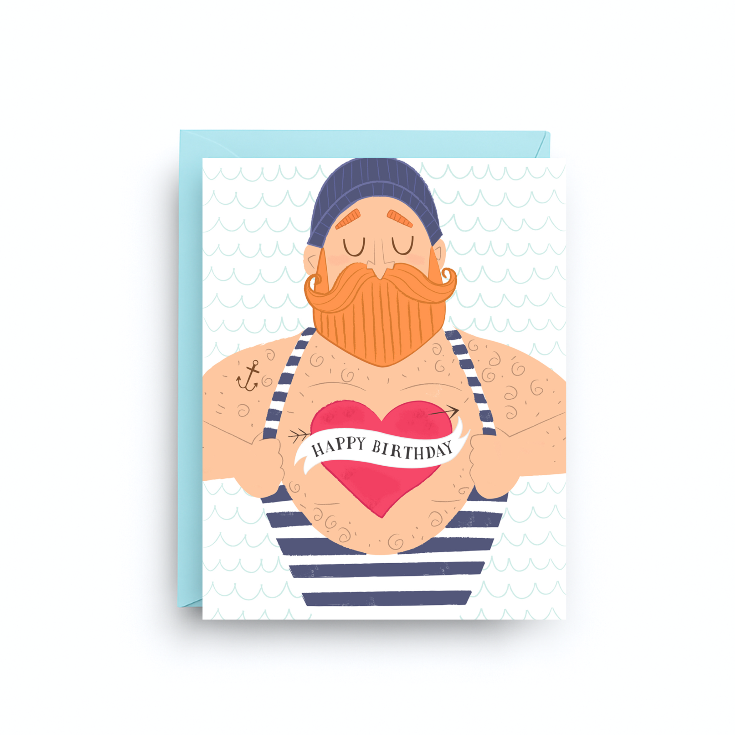 Nicole Marie Paperie – wholesale Birthday card – Birthday Card – Sailor Tattoo Heart – Nautical Humor1