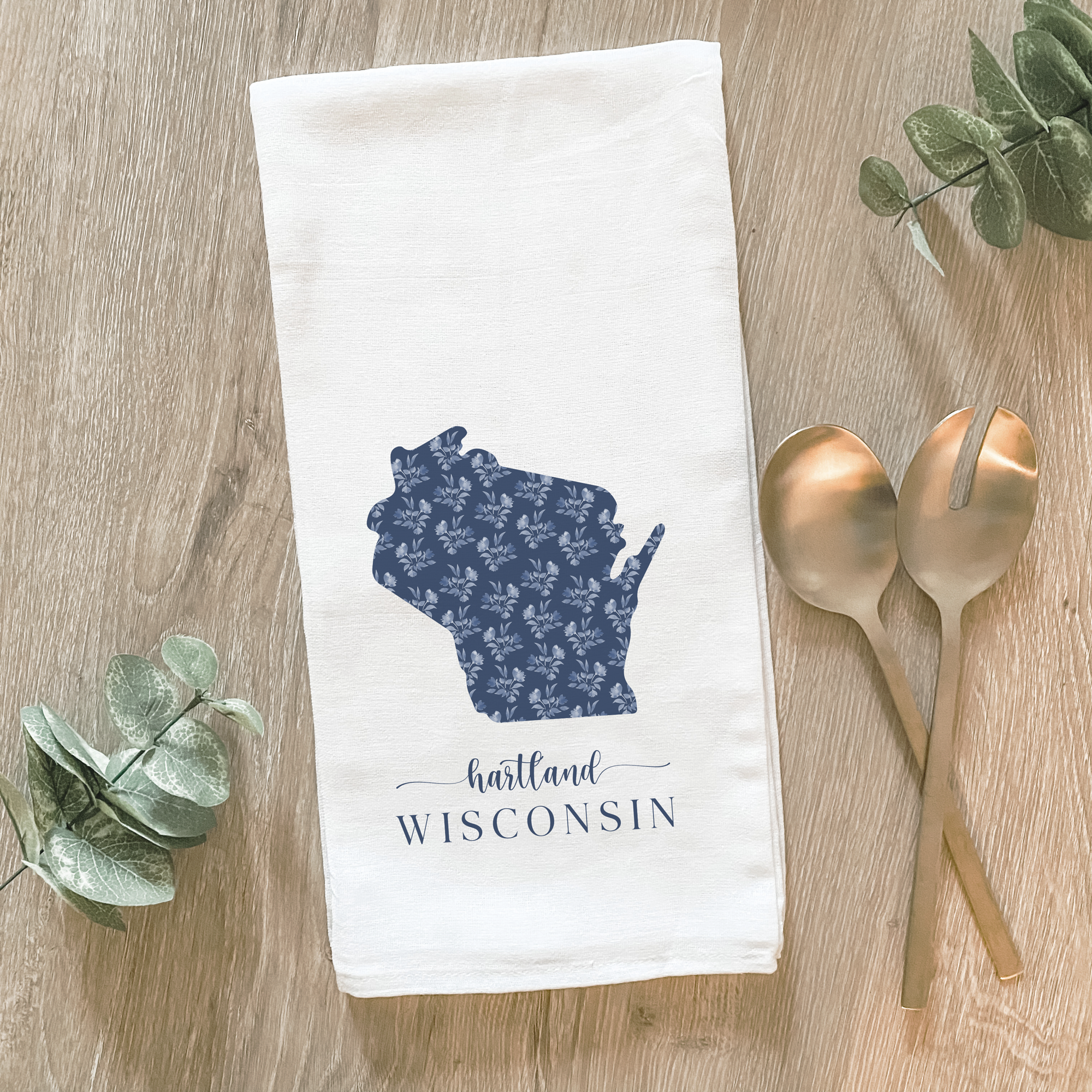 Lissi Designs - Wholesale Tea Towel - Custom Floral City & State - Cotton Tea Towel1