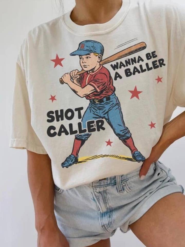 Wanna Be A Baller Shot Caller Tee for wholesale by Downtown Darling Wholesale