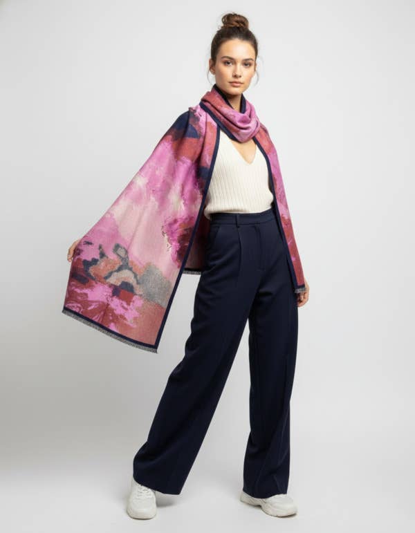 SAACHI - Wholesale Scarf - Women's - Abstract Splatter Reversible Scarf1