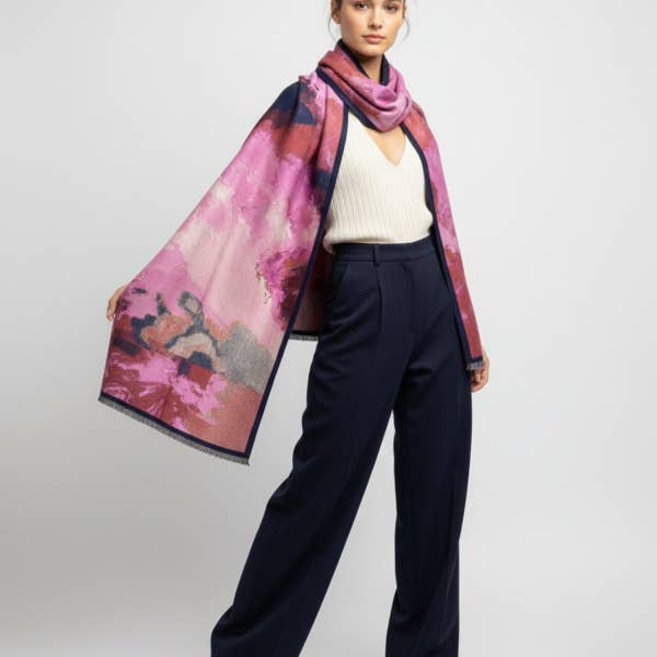 SAACHI - Wholesale Scarf - Women's - Abstract Splatter Reversible Scarf1