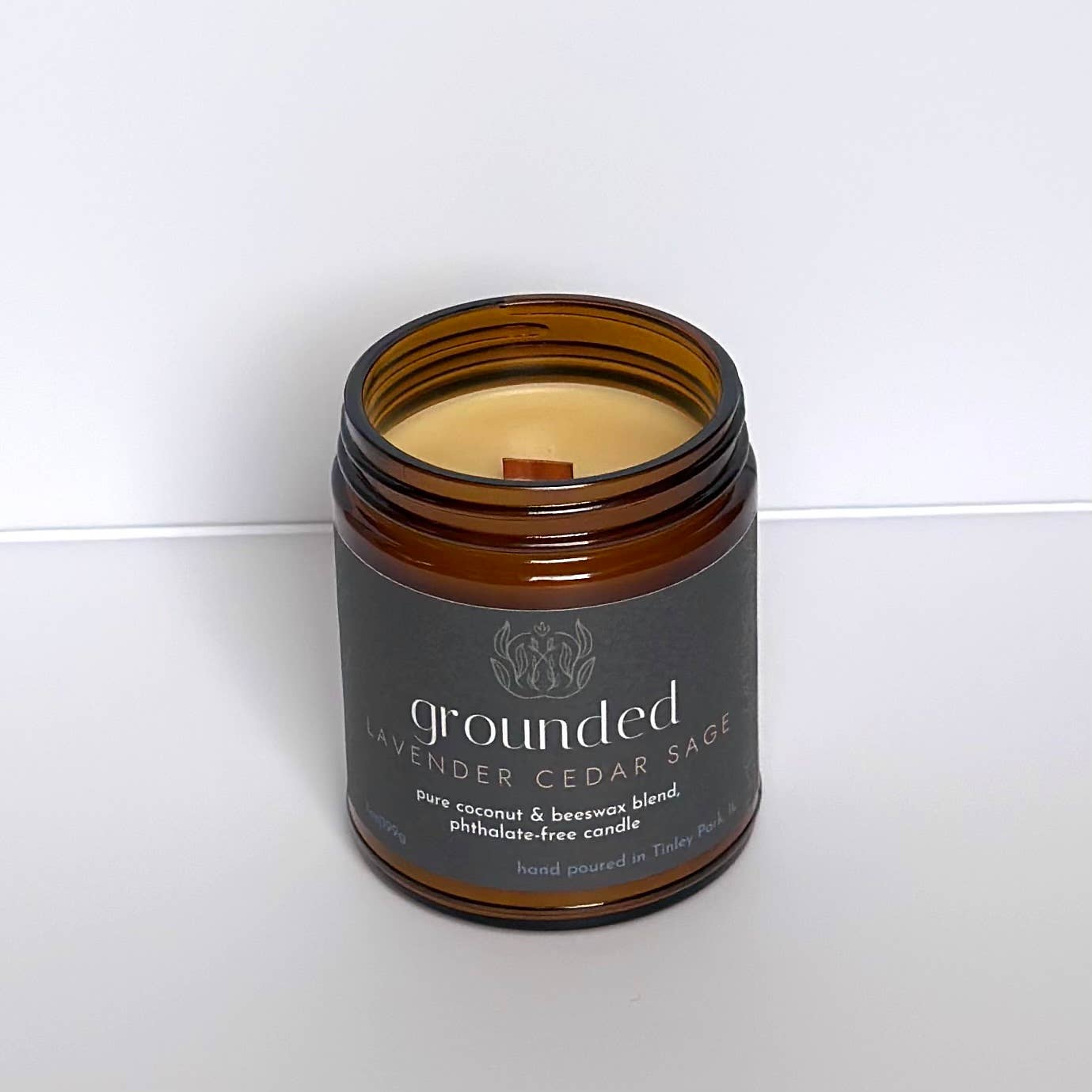 Sprig & Flame - Wholesale Jar/Filled Candle - GROUNDED | Pure Coconut Beeswax Hand-Poured Wood Wick Candle4