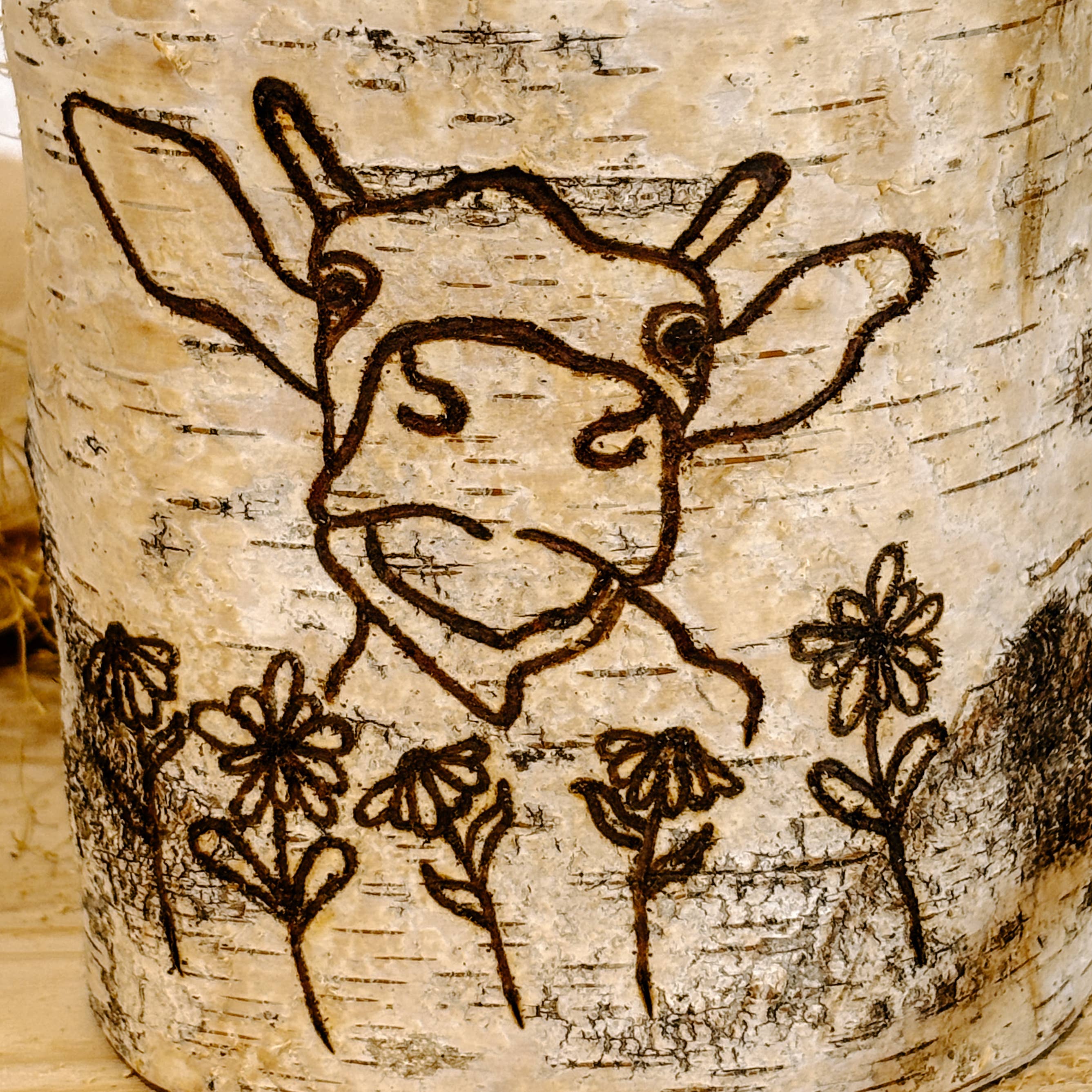 JV Country Creations - Wholesale Candle Holder - Handcrafted All Natural Birch Wood Candle - Silly Cow1