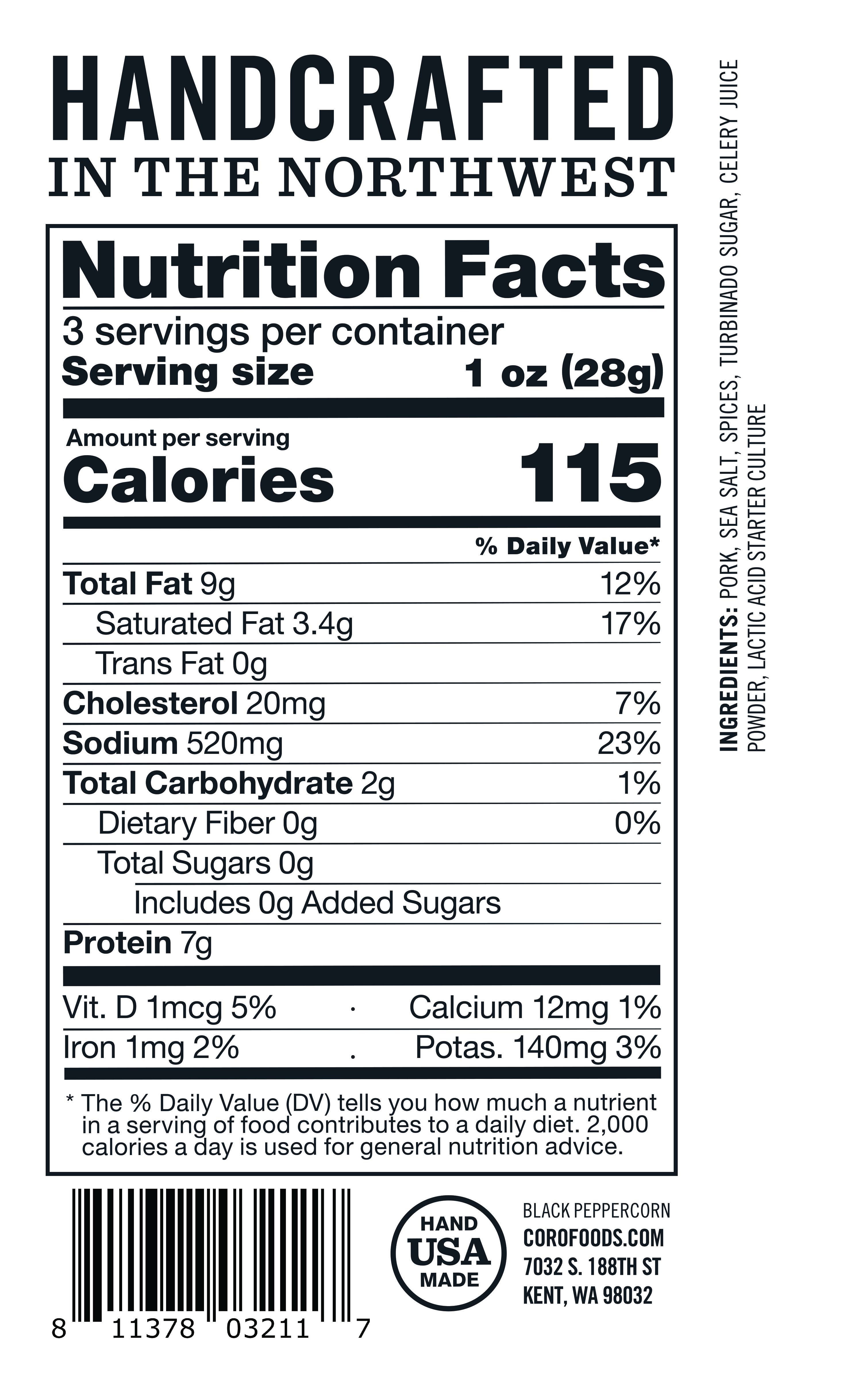 Coro Foods - Wholesale Salami - Sliced Pack Uncured Fennel & Black Pepper (Black Peppercorn)3