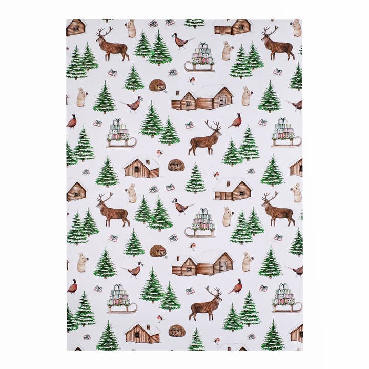 Lottie Murphy - Wholesale Flat Wrap - Winter Woodland Animal Christmas Wrapping Paper2