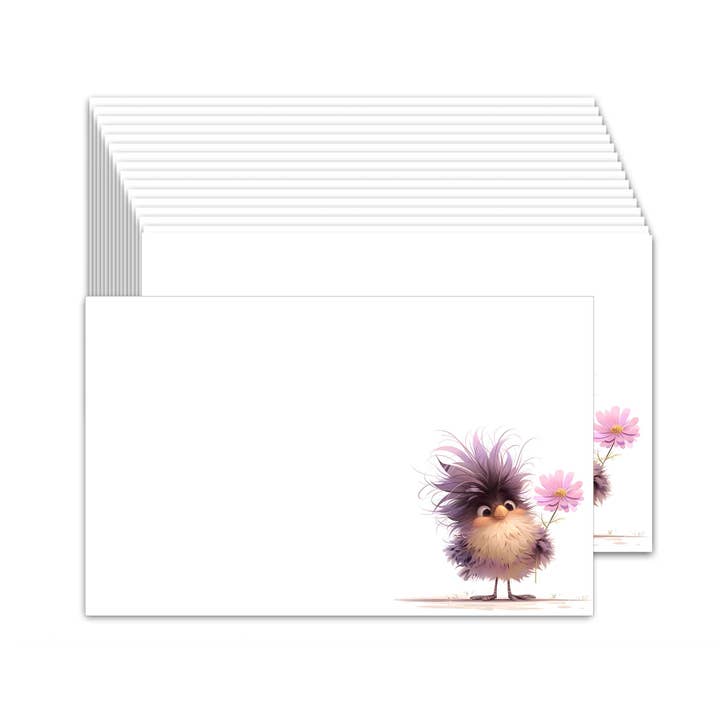Aria Rae - Vendita all'ingrosso Set di cartoleria/cancelleria - Bigliettini con Uccellini Carini - Set di 25 - Carte Piatte