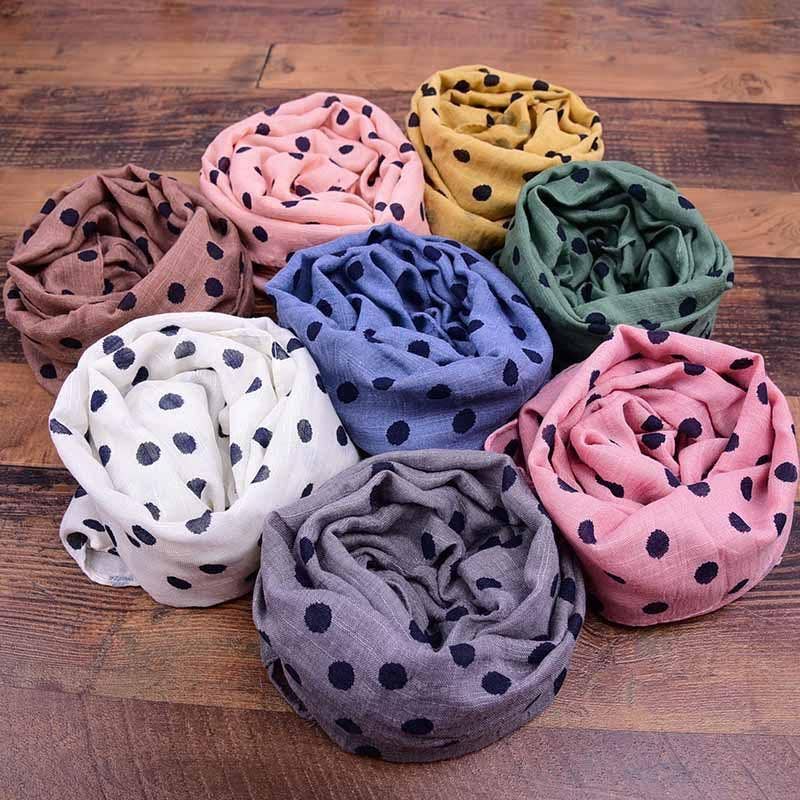 KiddieKickz - Wholesale Scarf - Kids - Children's Printed Dot Cotton and Hemp Warm Scarf10