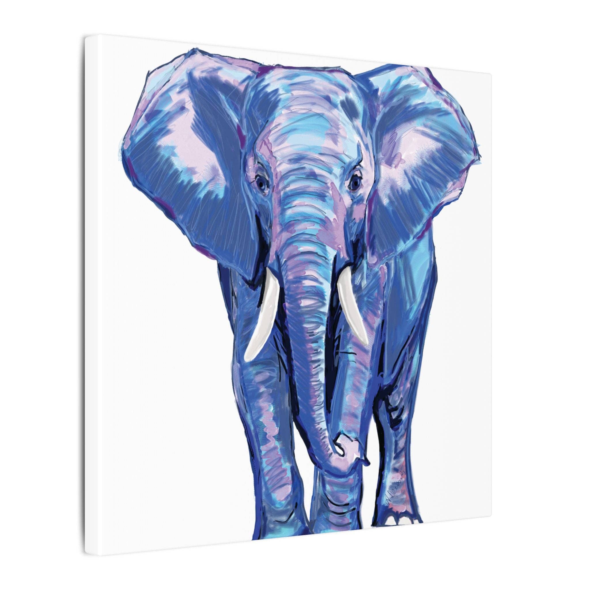 Blue Cava - Wholesale Art Print - Blue and Pink Elephant Canvas Art - Colorful Elephant Wall Décor48
