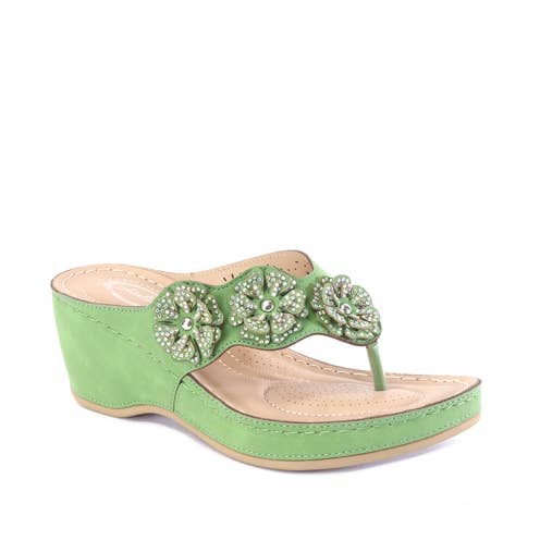 Atalina - Vendita all'ingrosso Zeppa - Donna - Sandali comfort con zeppa media e tomaia con ornamento DW3463