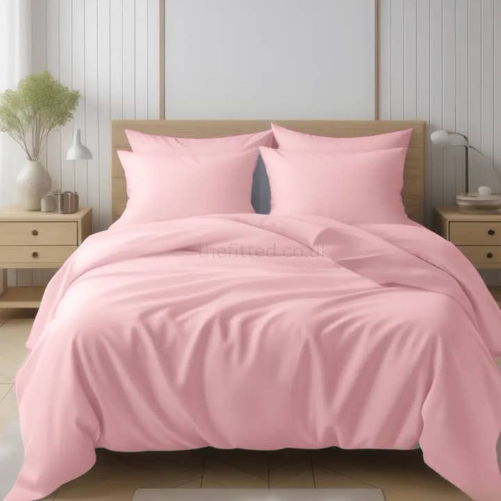 The Fitted Sheets – wholesale Bedding set – Pink Mfiber Plain Duvet Cover Set with Matching Pillowcase3