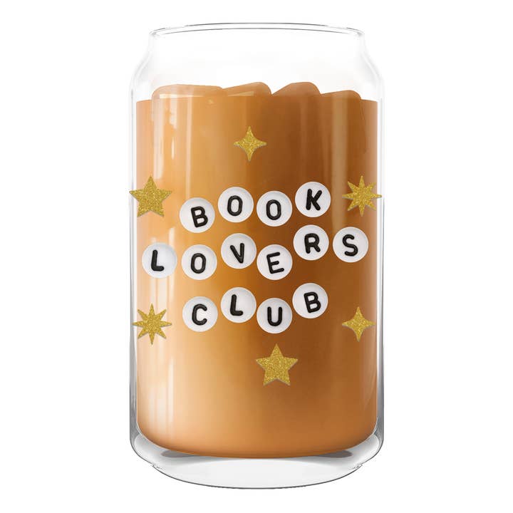 Book Lovers Club Friendship Bracelet Can Coffee Glass for wholesale by Nearly June Design Co