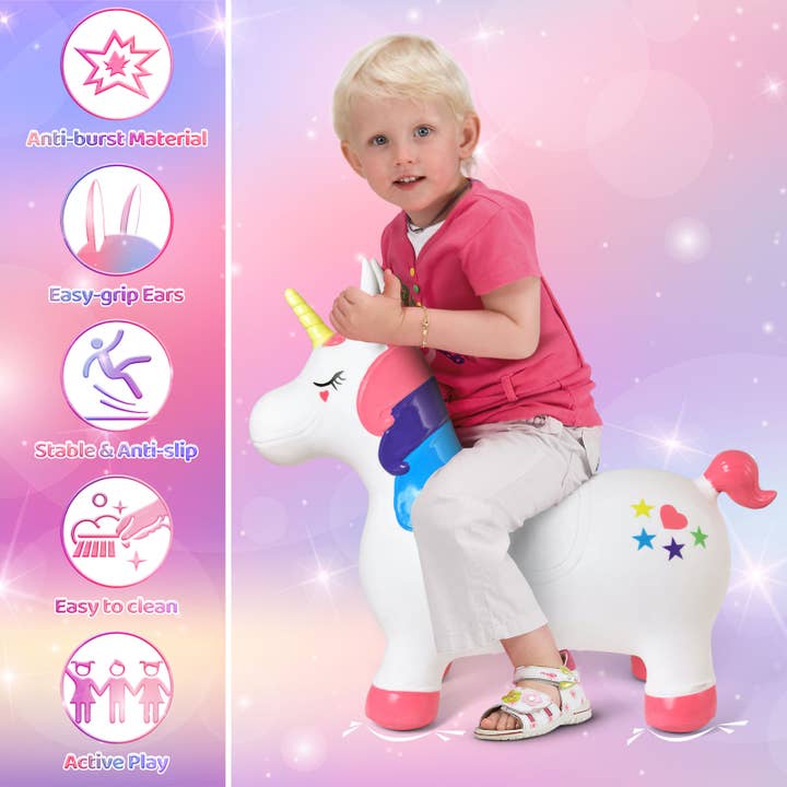 Fun Little Toys - Wholesale Inflatable Toy - Kids & Baby - 20.5 Inches Bouncy Horse Hopping Unicorn