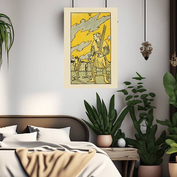 Five Of Swords Canvas Print - Tarot Card Art for Home or Office - Apothecary Decor for wholesale by Print Pothecary