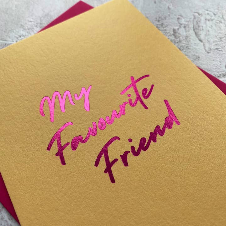 Venskabskort med levende foliefinish „Min yndlingsven“ for engroshandel hos Heyyy Ltd