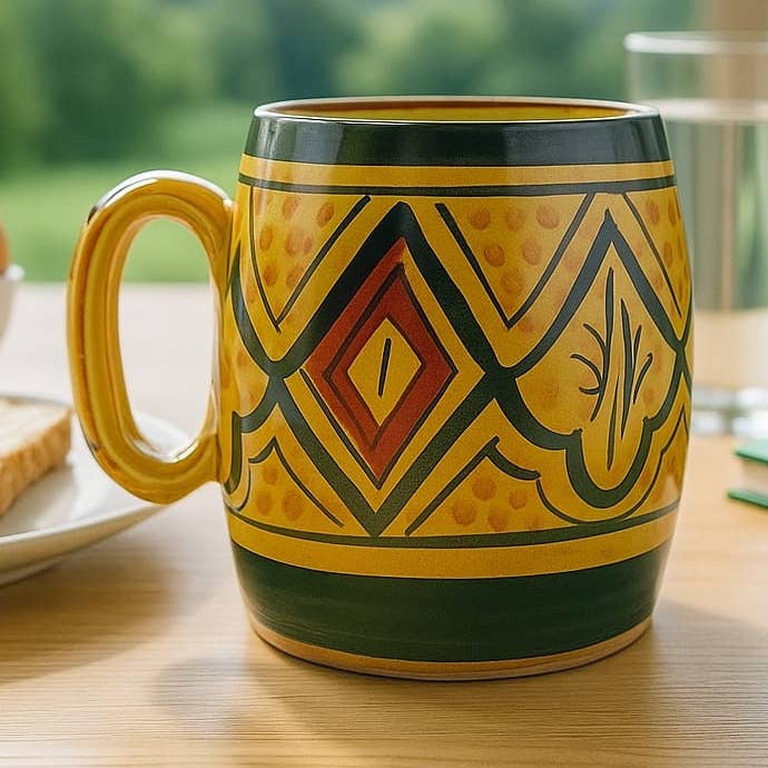 Håndmalet Terracotta Keramikkrus Fra Safi #12 for engroshandel hos Etnico del Mondo