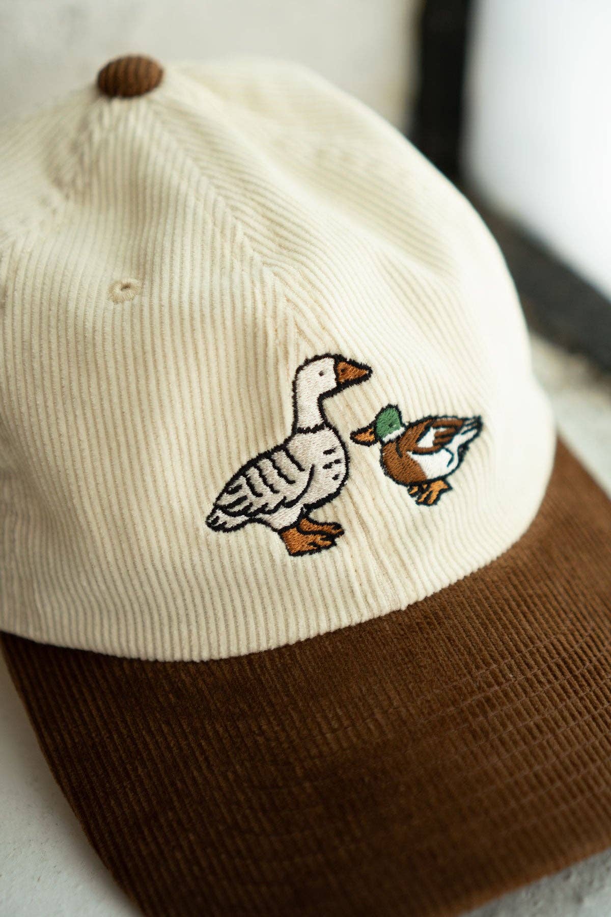Vanilla Chocolate Fowl Two-Tone Corduroy Dad Hat | Embroidered Cord Hat for wholesale on Faire1