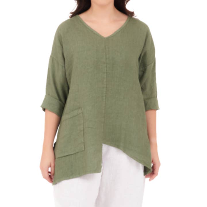 6669 Militare Vera May Italiensk Linned Top for engroshandel hos VeraMay