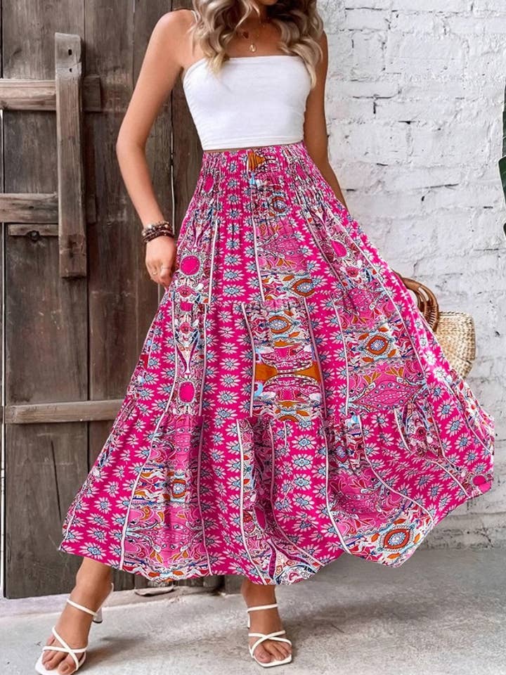 Rosa Clothing - Wholesale Skirt - Women's - Swing Style Bohemia Ethnic Floral maxi skirt12