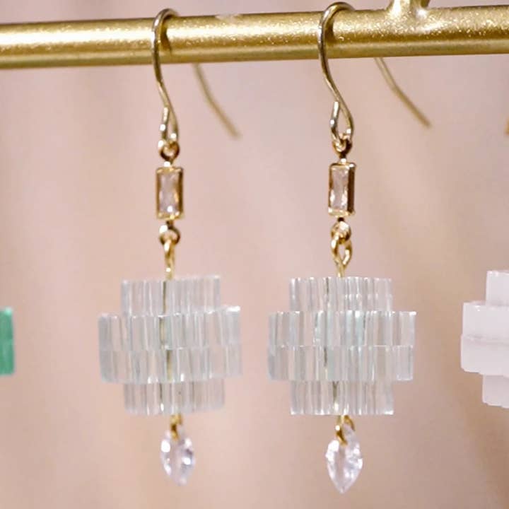 Lassoed Moon - Wholesale Dangle Earrings - Teeny Tiny Crystal Chandelearrings5