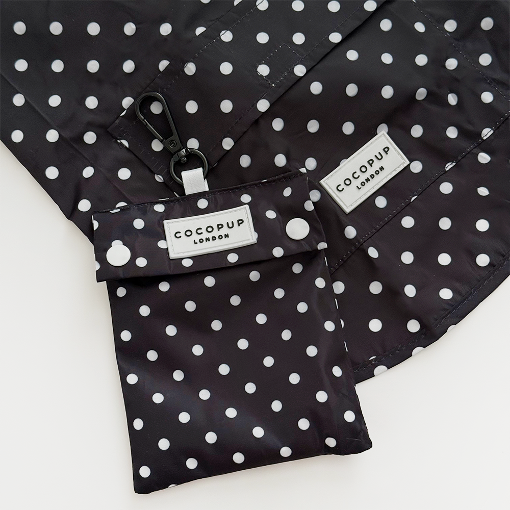 Cocopup London - Wholesale Pet Raincoat - Dog - Dog Raincoat - Black Polka Dot2