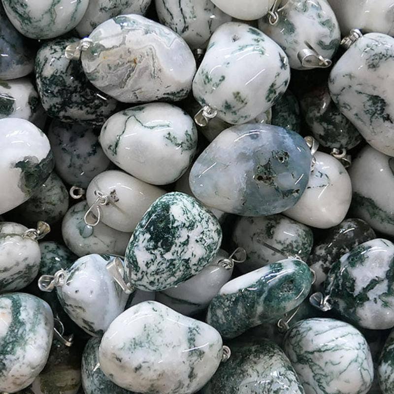 La Boîte à Cailloux - Wholesale Individual Charm/Pendant - Tree agate pendant India A (tumbled stone)1