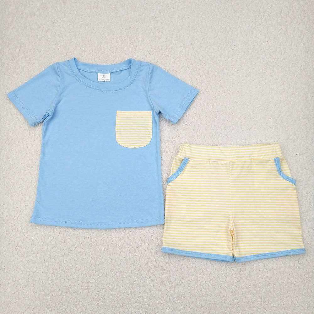 Aier Wholesale - Wholesale Top & Short Set - Kids - Sibling Baby Boys Cotton Pocket Top Shorts Outfits Sets4