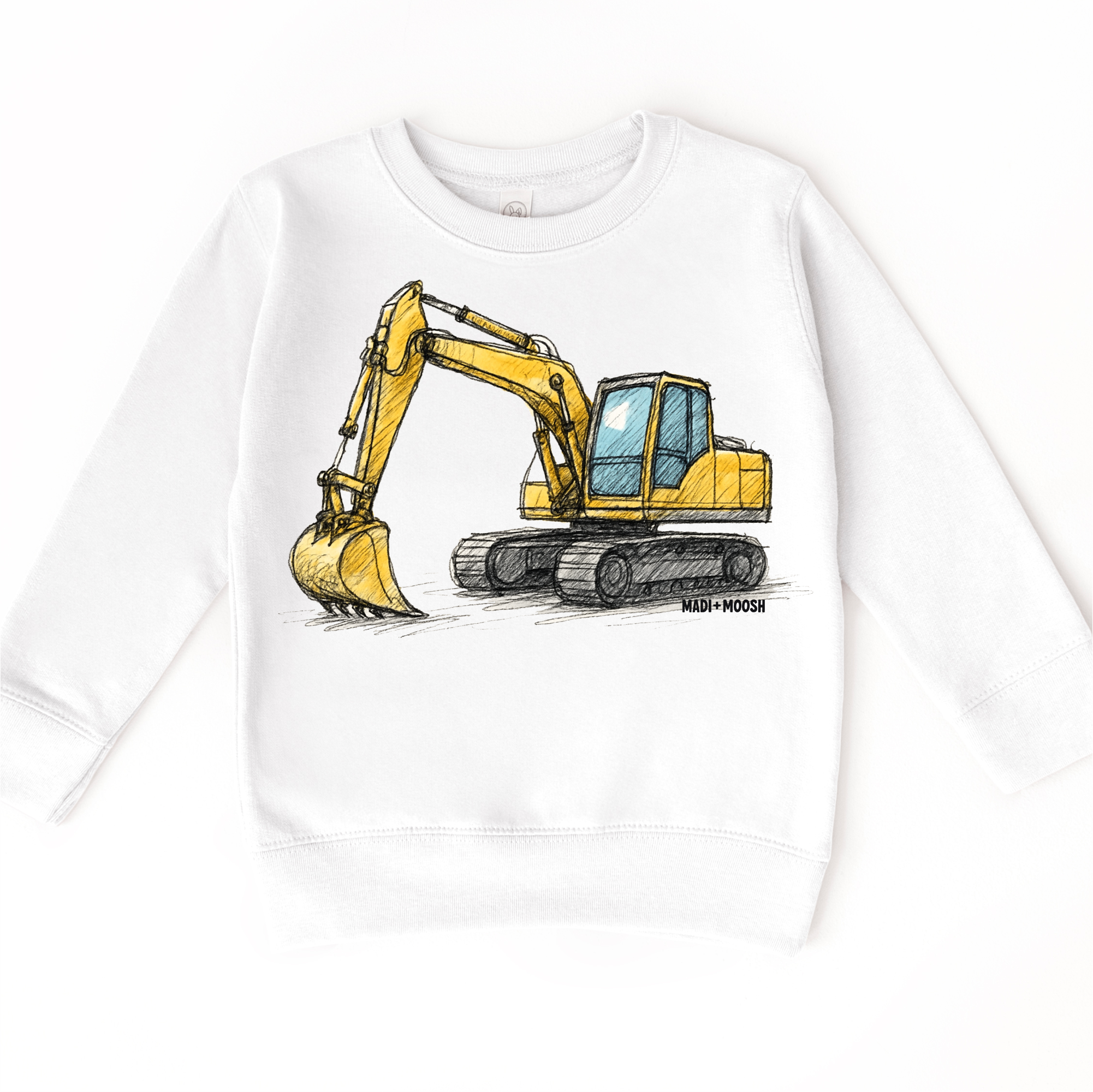 Madi Moosh – Engroshandel T-shirt med serigrafitryk – til børn – Gravemaskine Bygge T-Shirt - Skitse Kunst Tee0