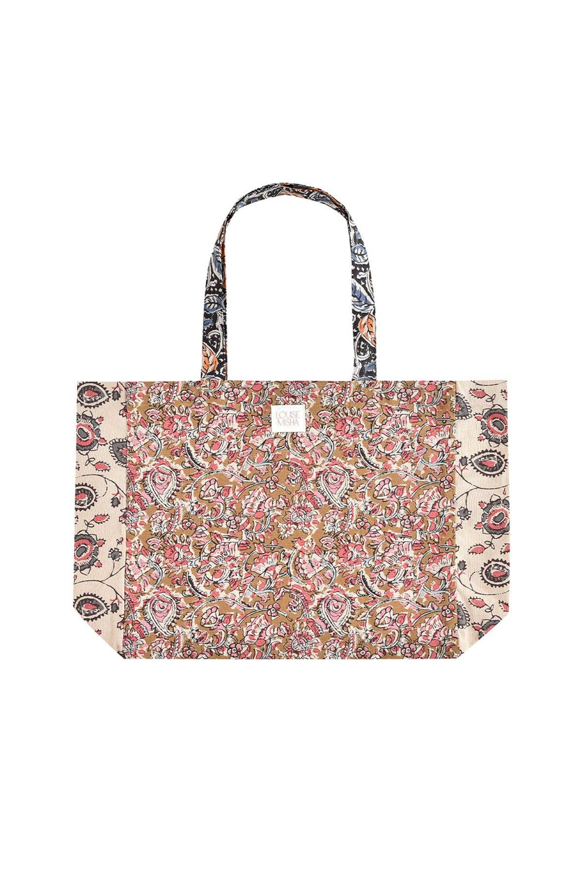 Po me de miel et de charbon Beverly Tote Bag - flowers - orange - blue - pink for wholesale on Faire1