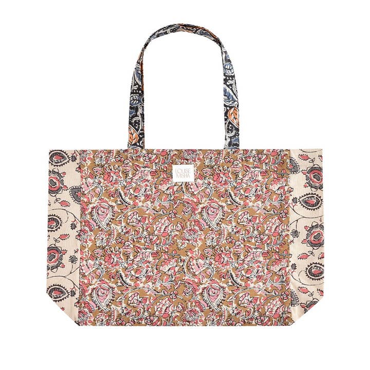 Po me de miel et de charbon Beverly Tote Bag - flowers - orange - blue - pink for wholesale on Faire1