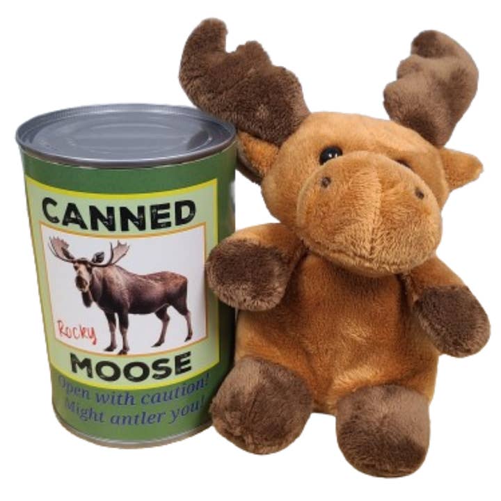 Canned Gifts - Wholesale Stuffed/Plush Toy - Kids & Baby - Rocky the Canned Moose - Stuffed Animal Plush w/Funny Jokes