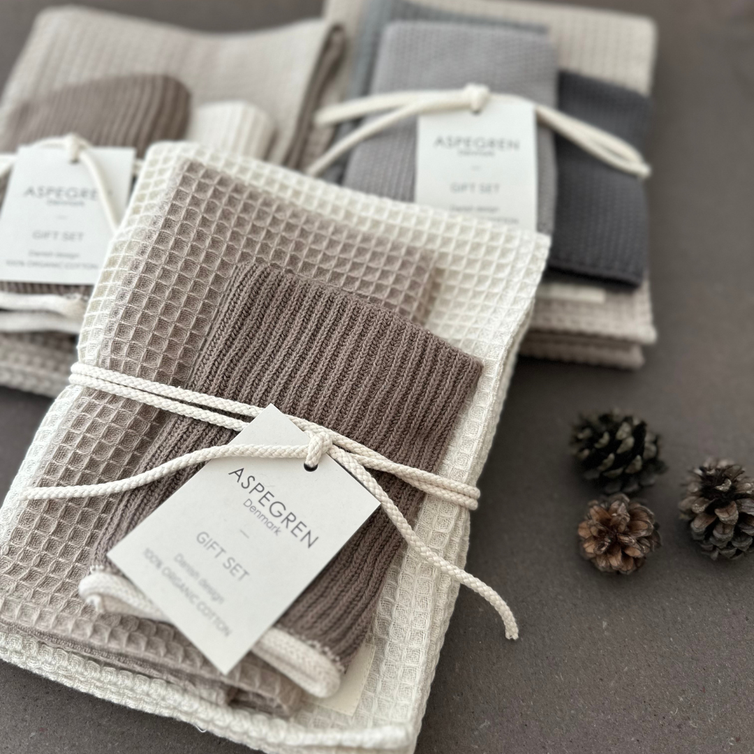 Aspegren Denmark – wholesale Dishcloth – Gift set - 100% Organic cotton - Set of 3 - Coconut 1