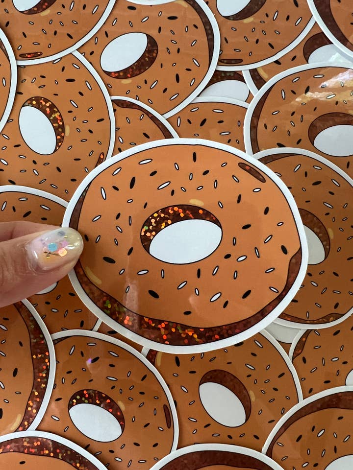 Everything Bagel Glitter Sticker for wholesale by Captains Corner Store