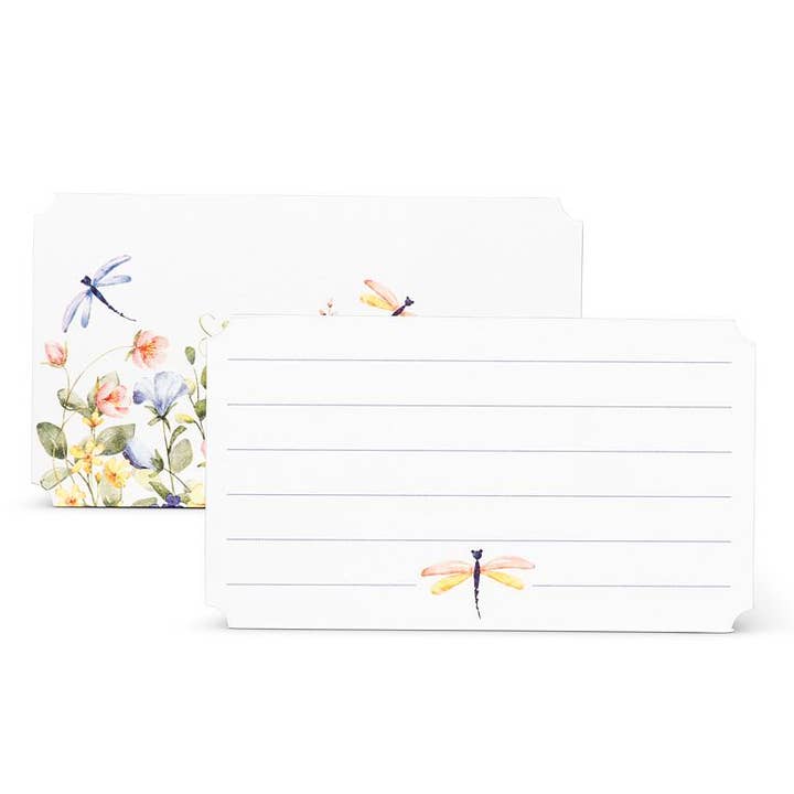 Abbott - Wholesale Stationery/Notecard Set - 50 Piece Dragonfly & Floral Mini Note Cards-2x3.5"L1