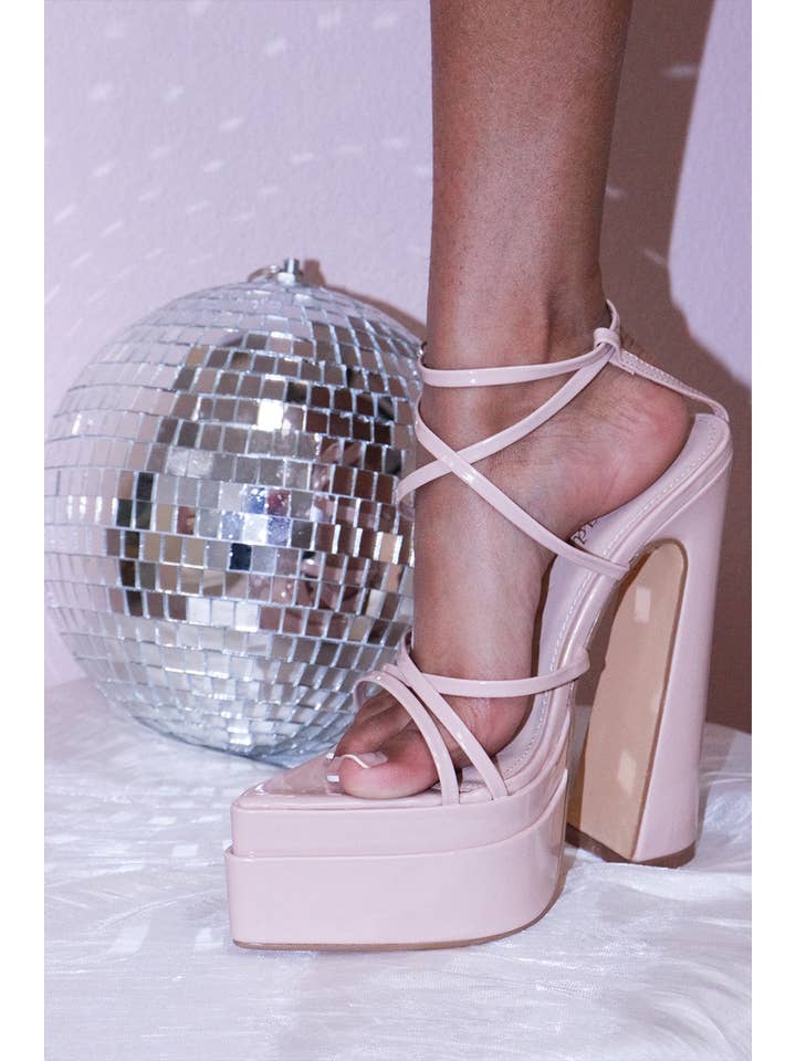 Nude WHOLE LIFE - Patent Platform Heels, Strappy Upper for wholesale on Faire