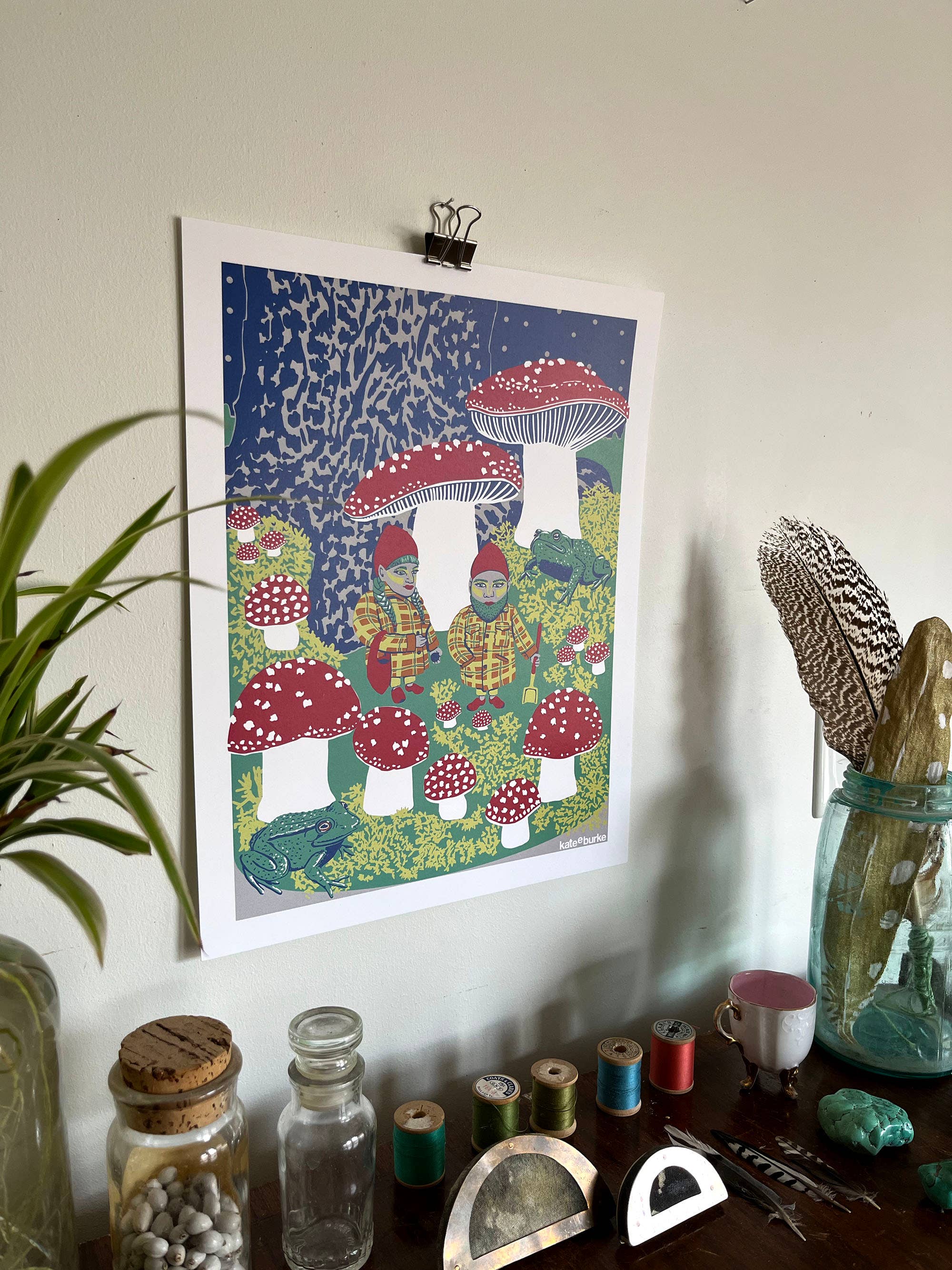 Kate E. Burke - Wholesale Art Print - Gnomes in the Garden 11”x14” Digital Print1