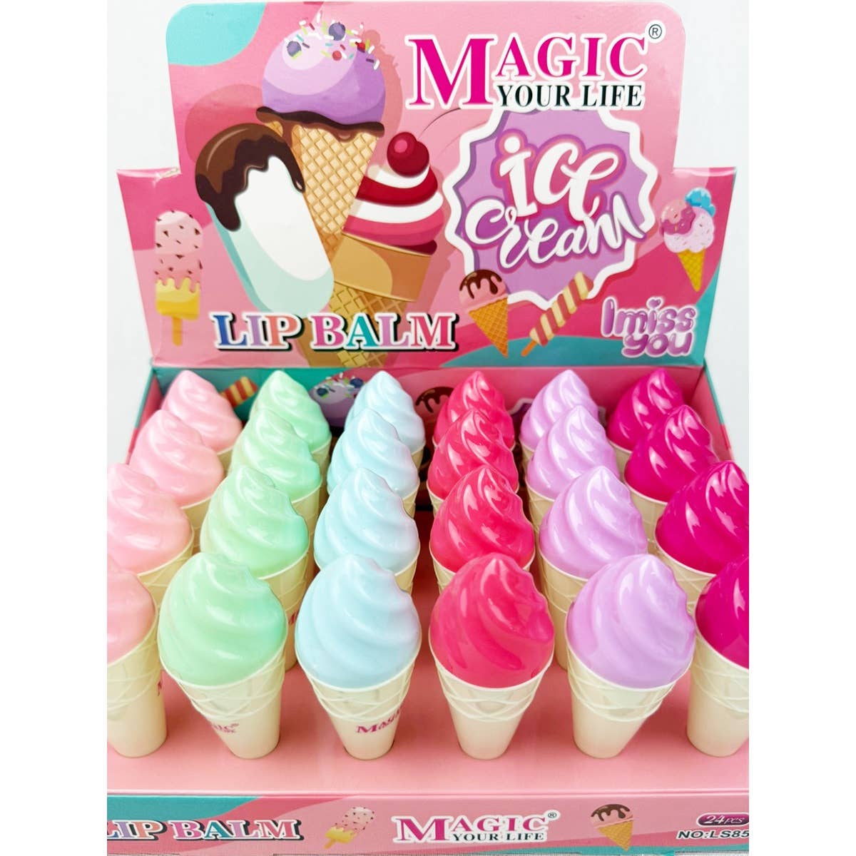 MIX COLOR Ice Cream Scented Lip Balm for wholesale on Faire5