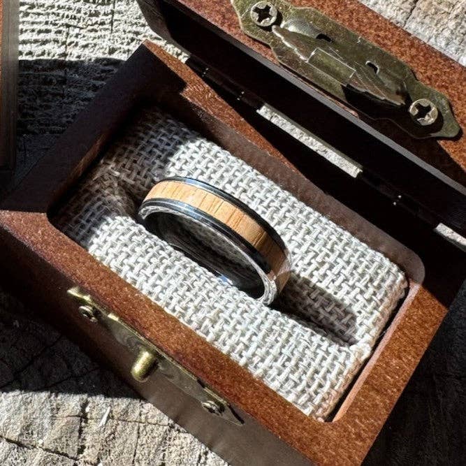 Stonington Designs/Hitch-Crafter - Wholesale Band/Stacked Ring - Heritage — 6mm Wood Inlay Tungsten Ring1