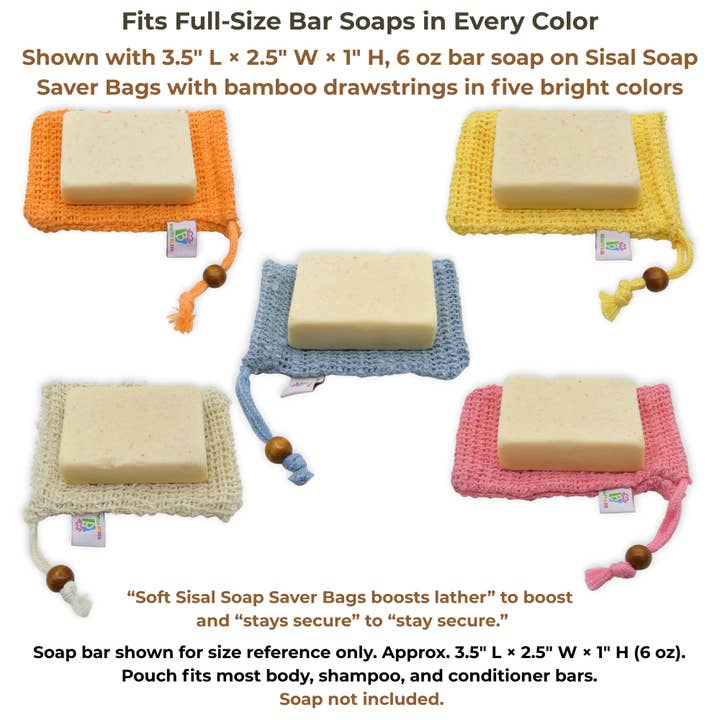 Beauty Blisss - Wholesale Soap Pouch/Sack/Bag - Sisal Soap Saver Bags, 5 & 10 Piece Full Sets Assorted6