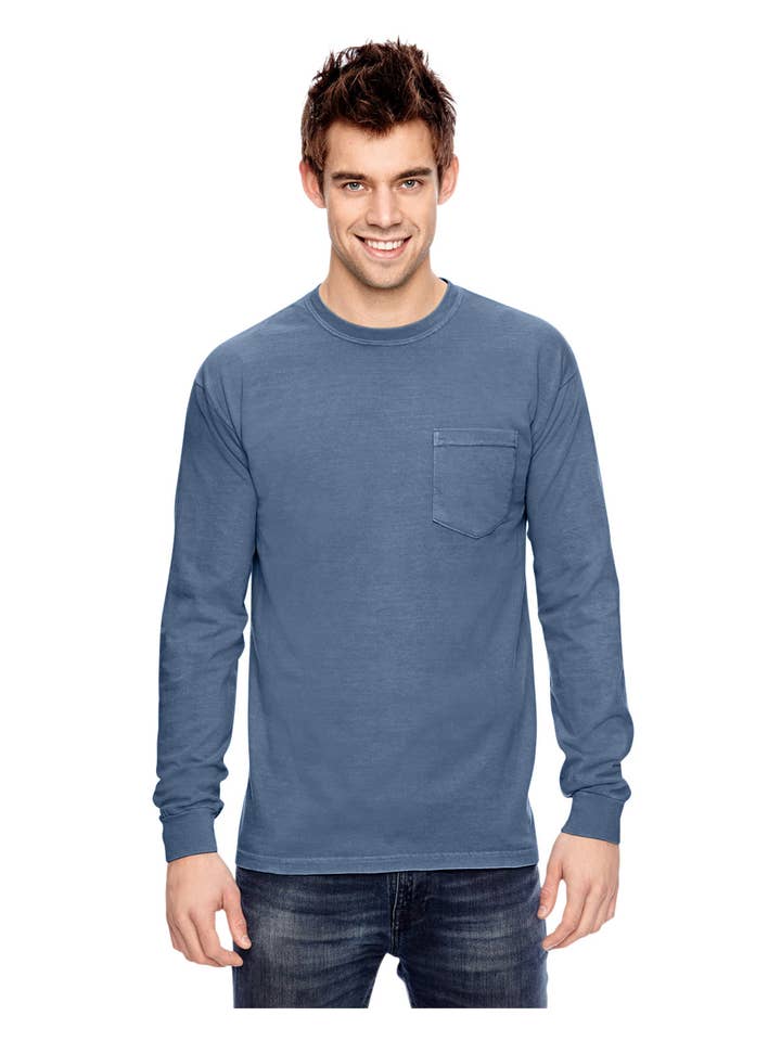 Total Apparel - Wholesale T-Shirt - Men's - Comfort Colors Garment-Dyed Long-Sleeve Pocket T-Shirt C441017