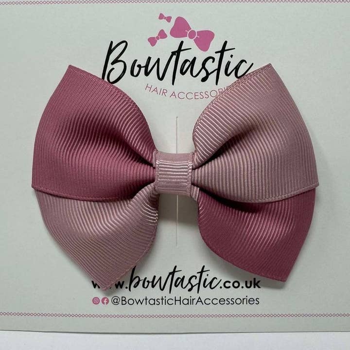 3.5 Inch Twist Bow - Antique Mauve & Rosy Mauve for wholesale by Bowtastic Hair Accessories