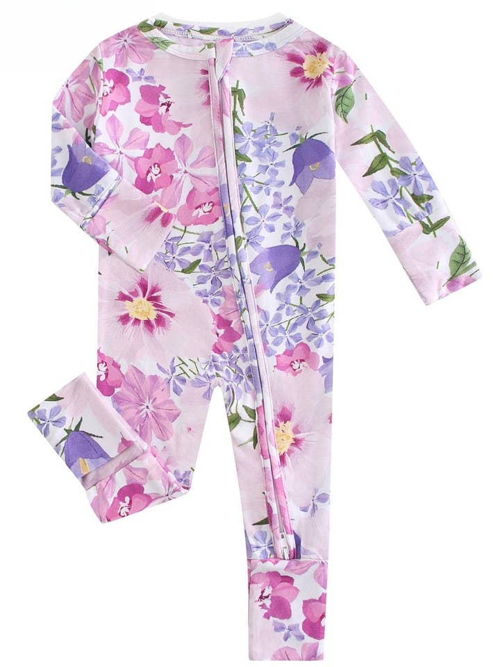 PoshTOT Morning Glory Bamboo Baby Convertible Zippy Romper for wholesale by Charlie's Project Kids