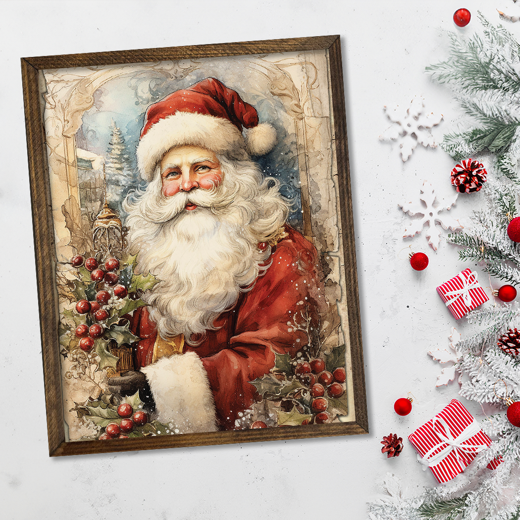 Jarmz Designs - Vente Art mural pour les fêtes - CADRE TIMBERLAND VINTAGE SANTA2