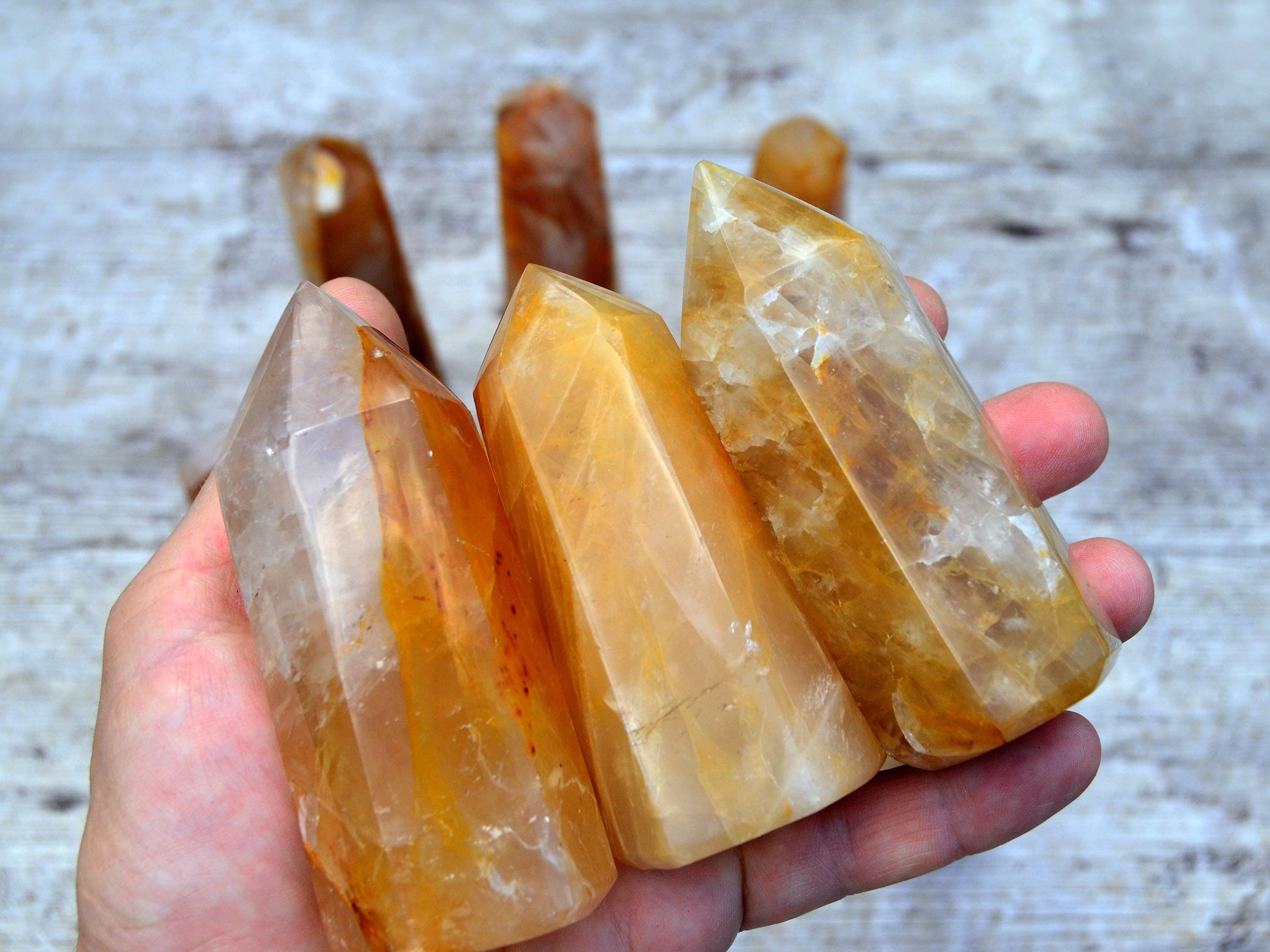 Kaia & Crystals - Wholesale Spiritual Stone/Crystal - Golden Healer Quartz Tower (6-10 Pcs) 1 Kg Yellow Hematoid2