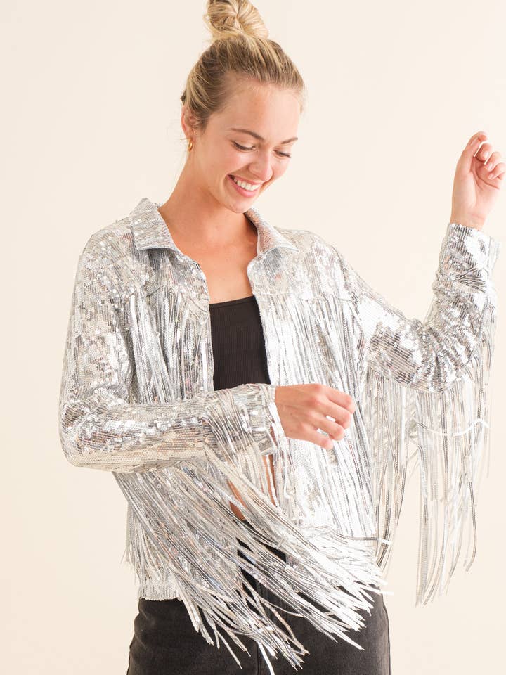 Festivaljacke mit Pailletten und Fransen — SJ511756 für den Großhandel von STYLE RACK