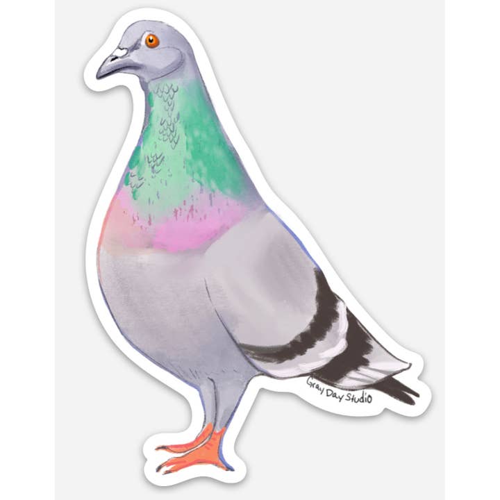 Pigeon sticker, illustration by GrayDayStudio for wholesale by Gray Day Studio