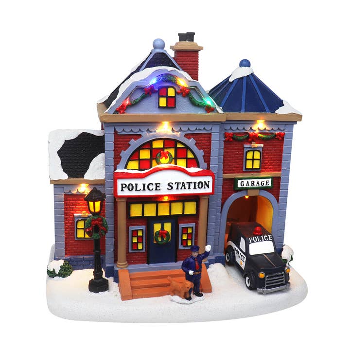 Comisaría animada de Christmas Village para venta al por mayor de Top Treasures