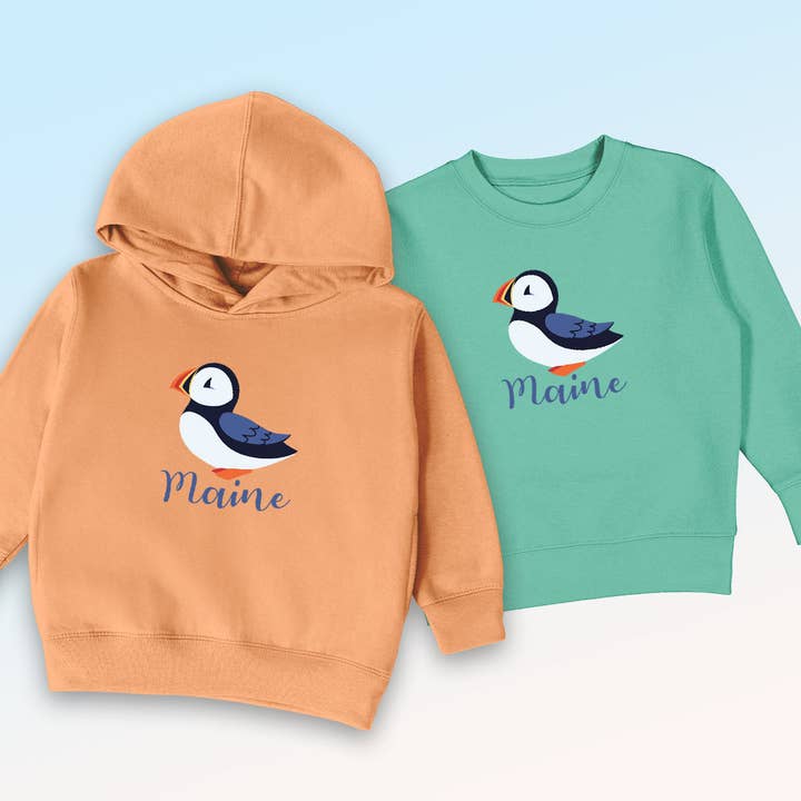Maine Whimsical Puffin Toddler Sweatshirt or Hoodie for wholesale by RetroPlanet