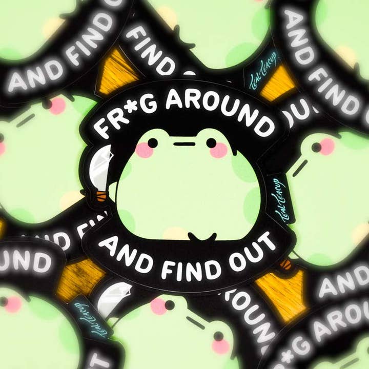 "Fr*g Around And Find Out" ChonkFrog Mes Sticker voor wholesale door TealTeacup