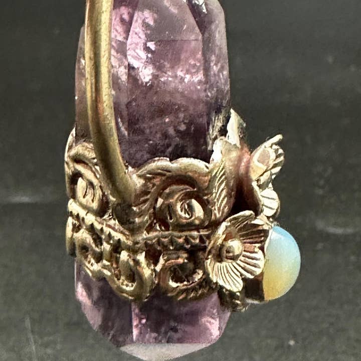 Third eye jewelry inc. - Wholesale Individual Charm/Pendant - Amethyst double point pendant opal, handcrafted, white metal3